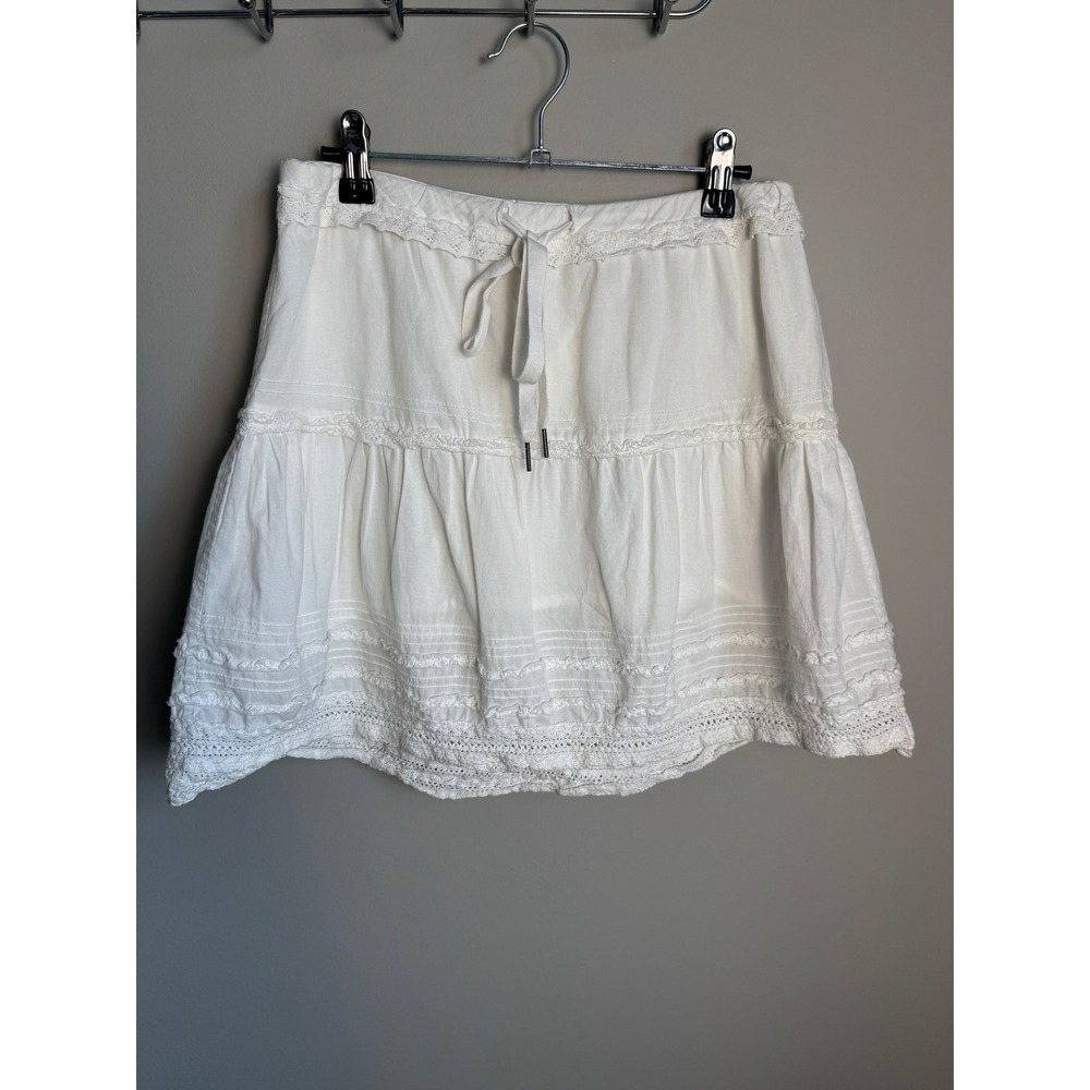 Abercrombie & Fitch White Eyelet Tiered Mini Skirt XS Boho Coquette Y2K Cottage